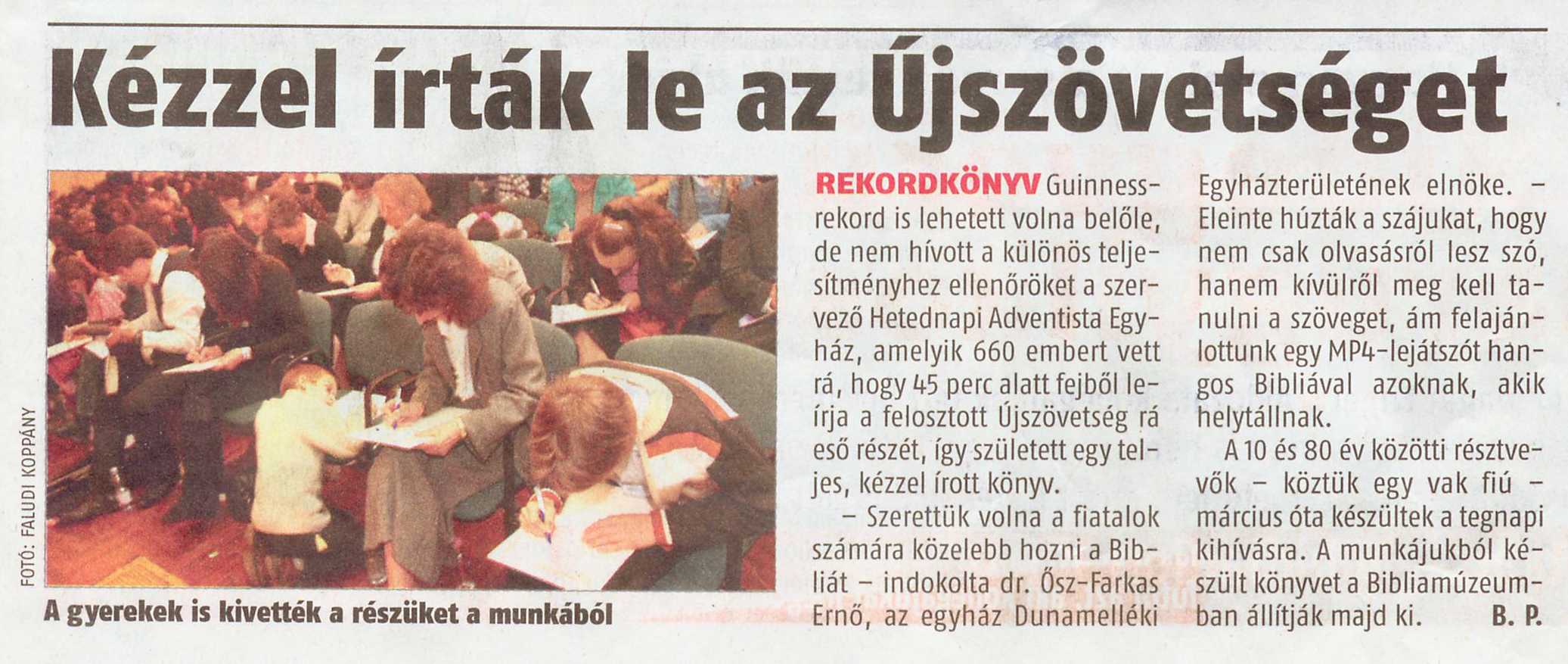 A Bors c. napiapban megjelent cikk